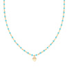 AMEN Gold Heart Necklace with Turquoise Enamel