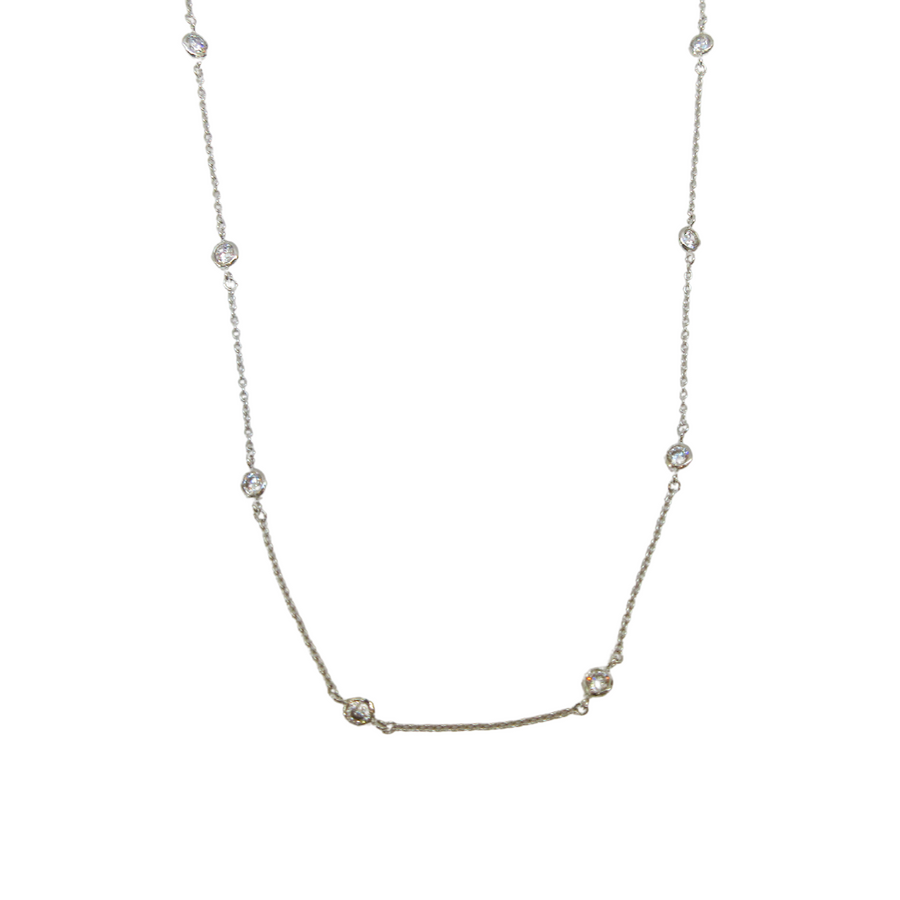 10kt White gold Diamond by the yard Necklace