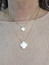 Large Mother of Pearl single Clover necklace