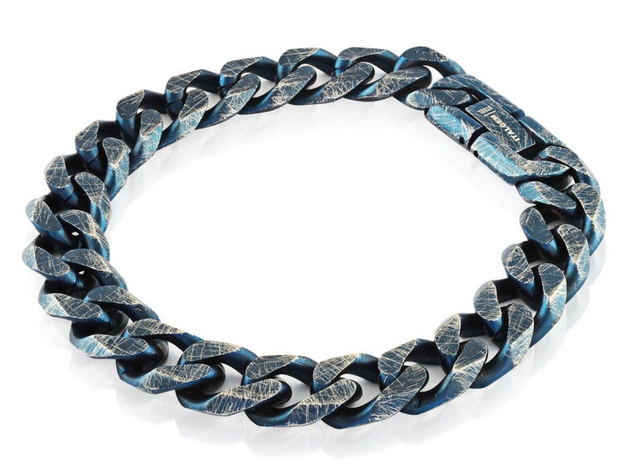 Italgem 11mm Cuban Link Bracelet - Blue Crackle