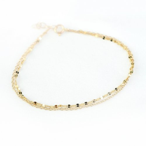 Sterling Silver Double Strand Valentino/Rolo Anklet