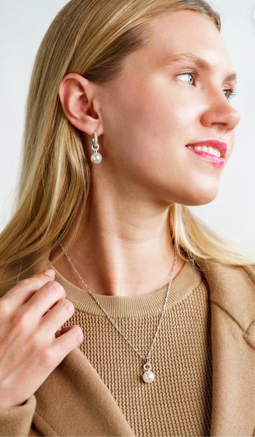 Georgini DUO Hoop Pearl Earrings