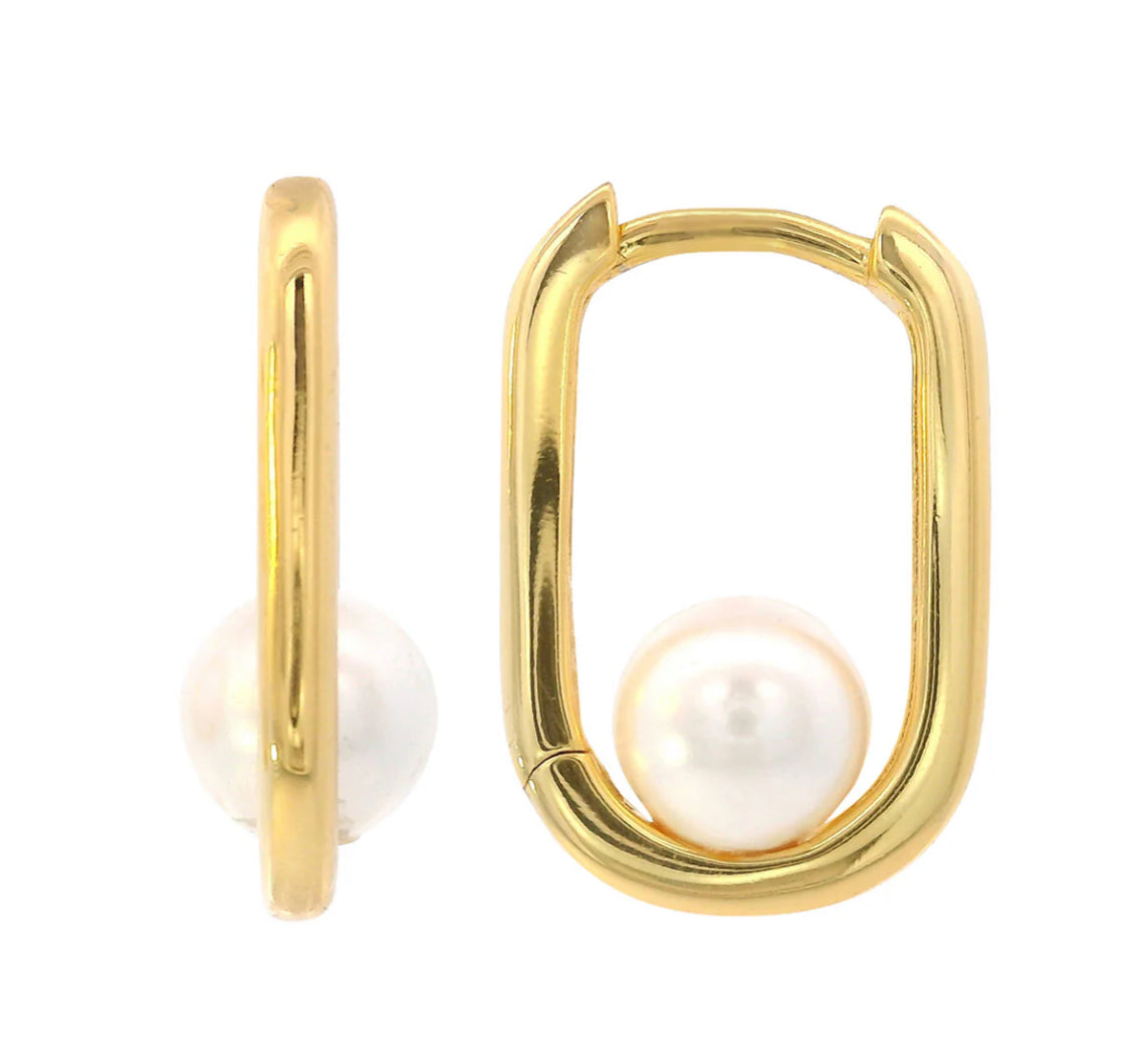 Georgini ADAGIO Nine-2-Five Pearl Oval Hoops