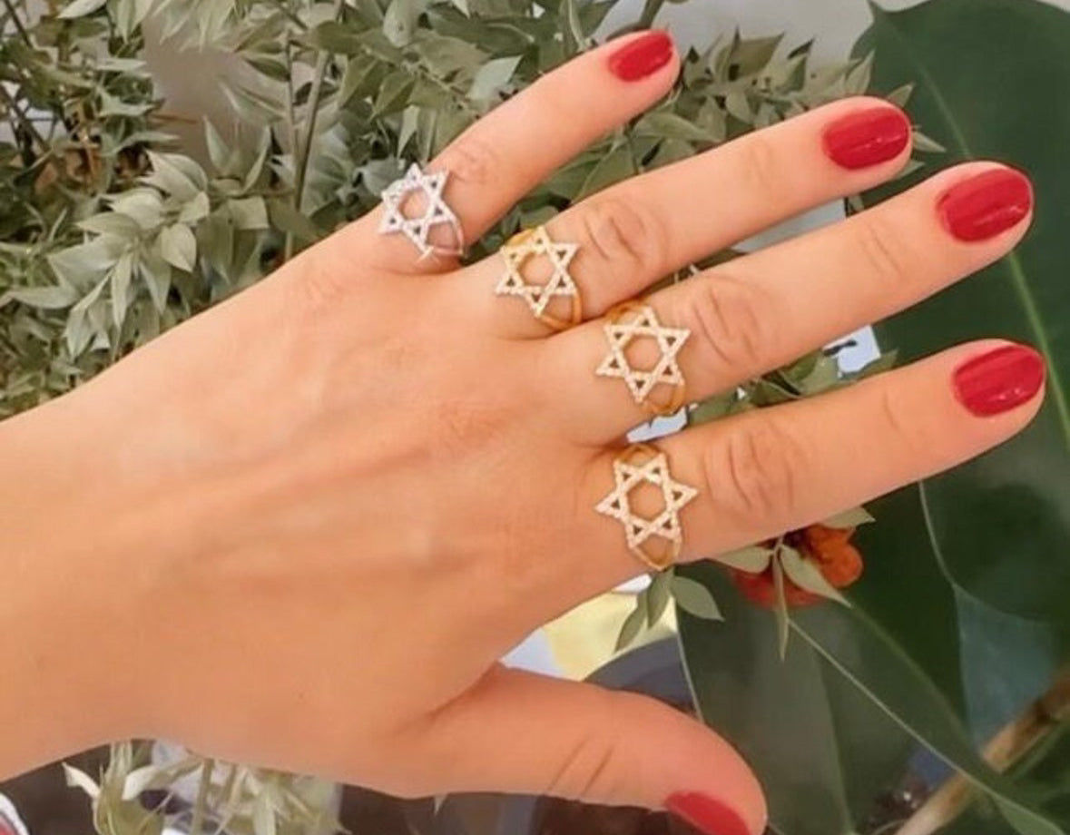 CZ Star of David Ring