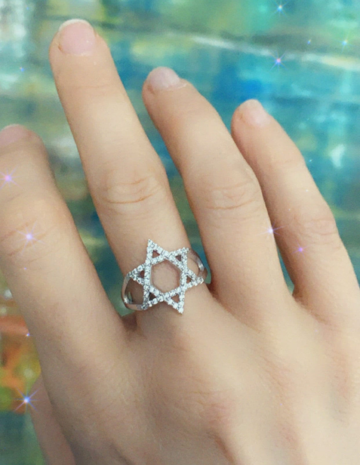CZ Star of David Ring