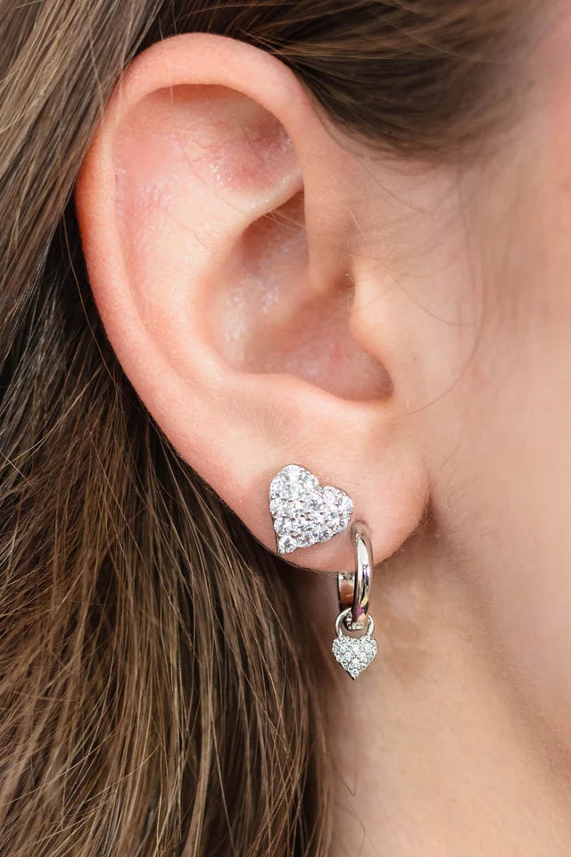 SWEETHEART SPARKLY HEART MINI DROP HOOPS