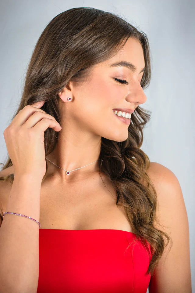 MILESTONE RUBY HALO EARRINGS