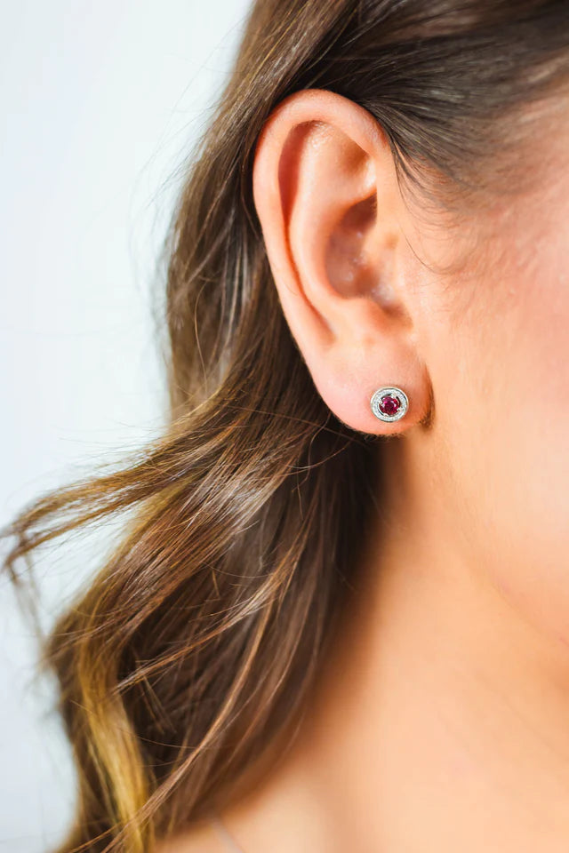 MILESTONE RUBY HALO EARRINGS