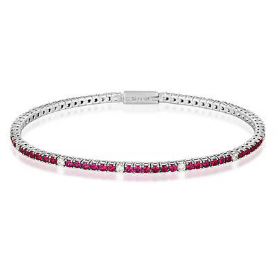 MILESTONE RUBY 2MM TENNIS BRACELET IN SILVER