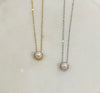 Dainty Diamond and Pearl Pendant