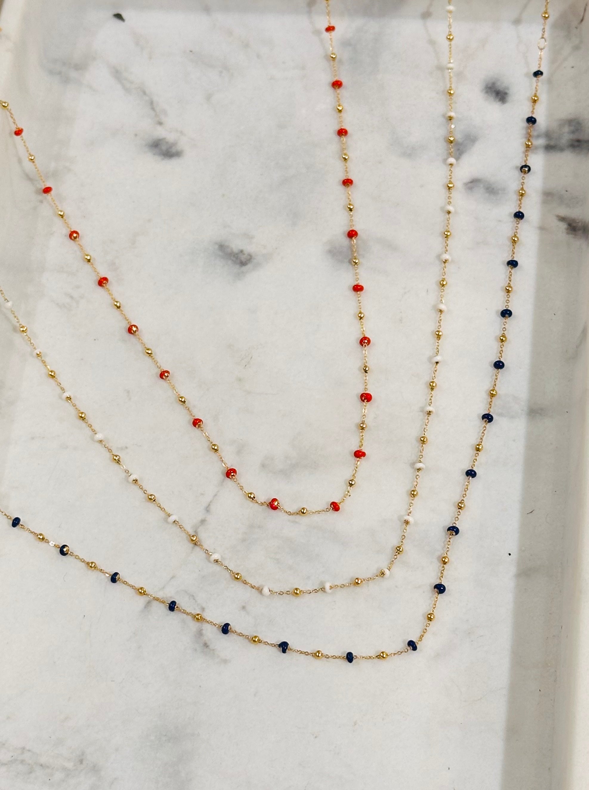 10kt gold Enamel Bead Necklace