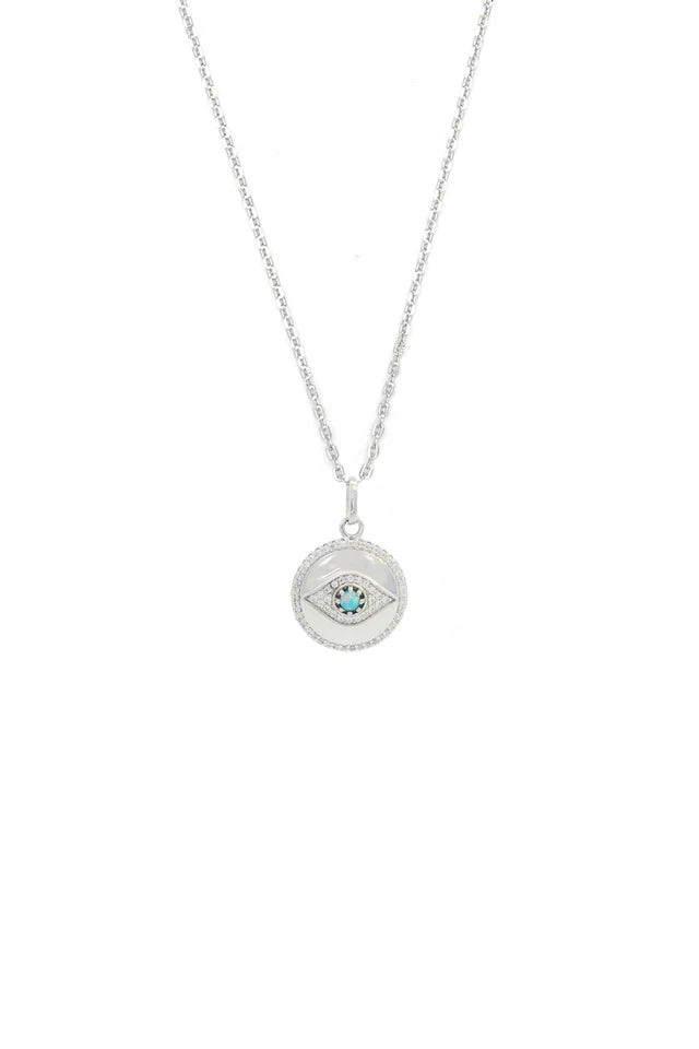 OPAL GLOW BLUE CREATED OPAL EVIL EYE MEDALION