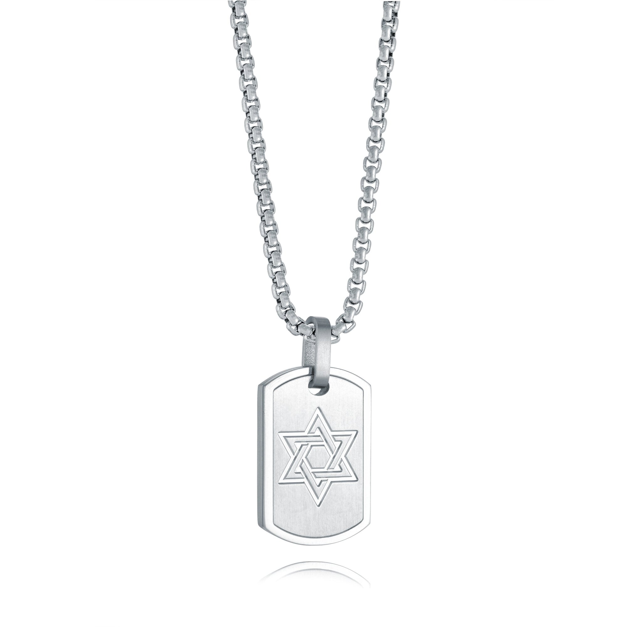 Polished Stainless Steel Star of David Dogtag on chain