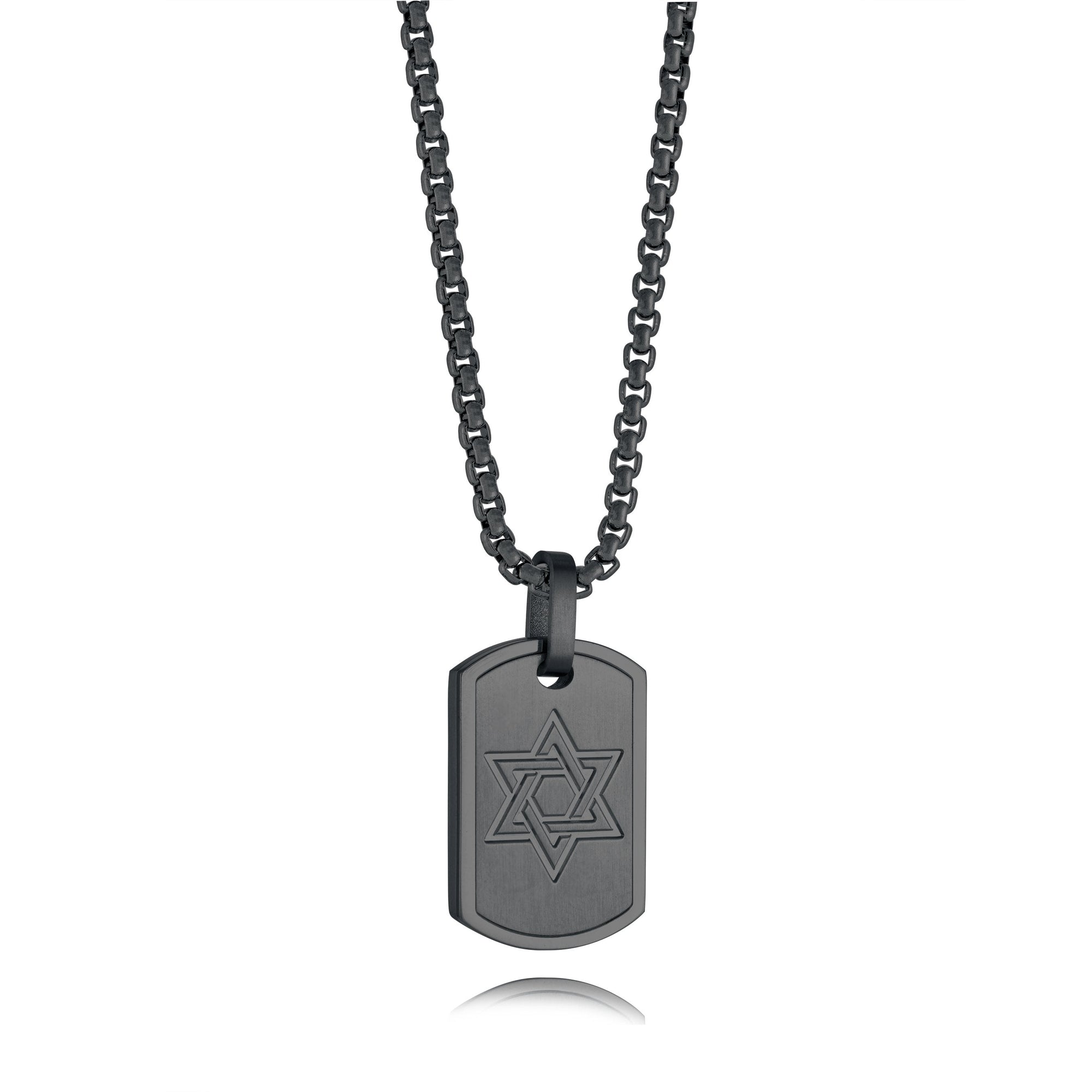 Polished Stainless Steel Star of David Dogtag on chain