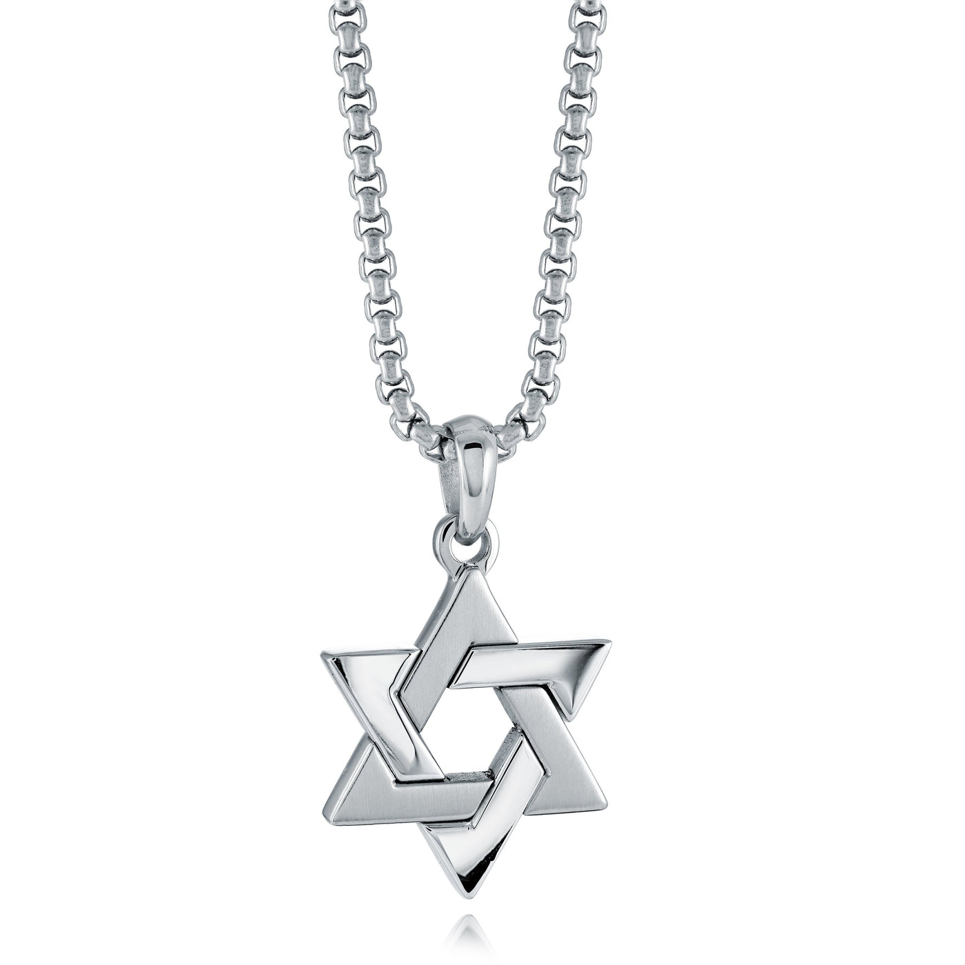 Brushed and Polished Star of David on Chain