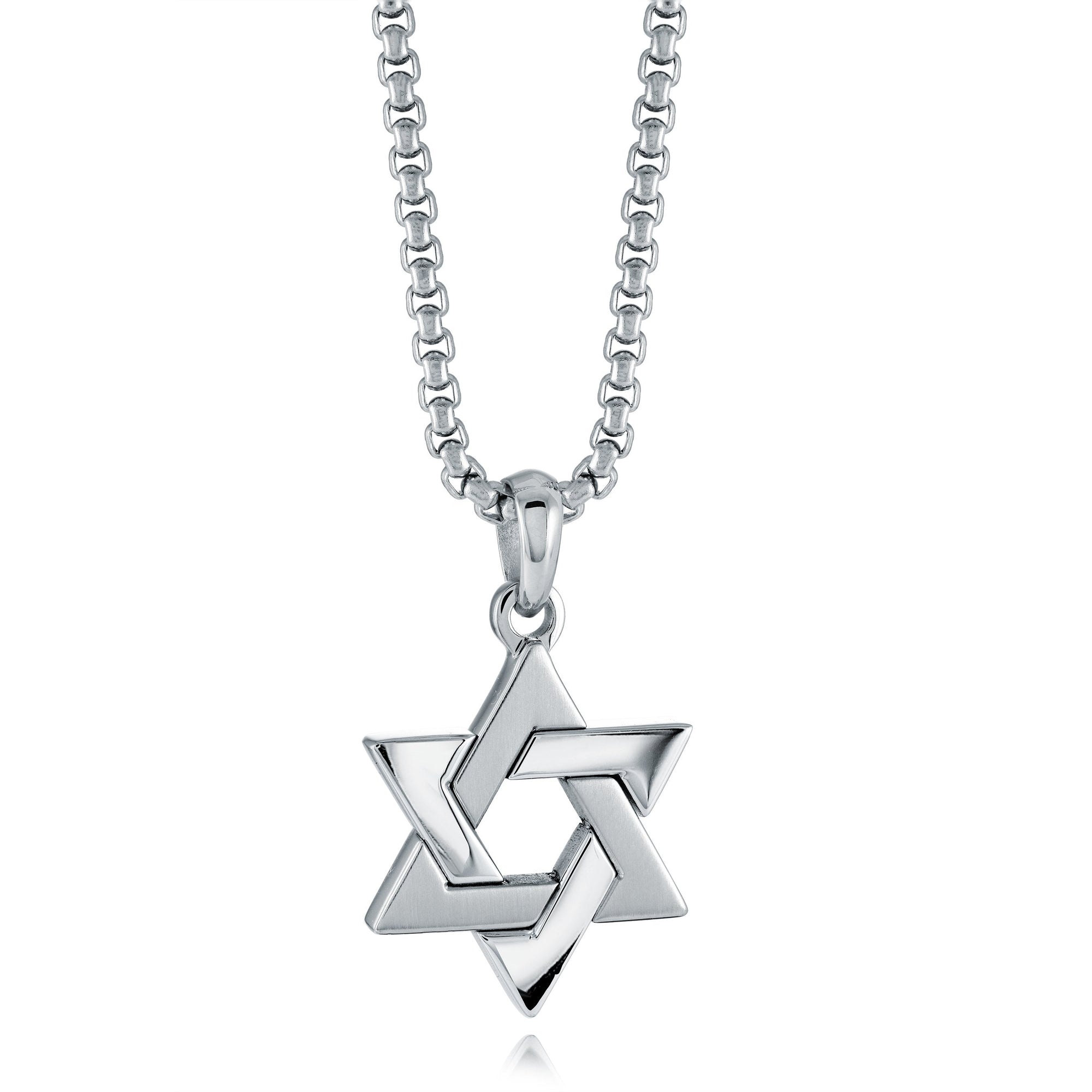 Brushed and Polished Star of David on Chain