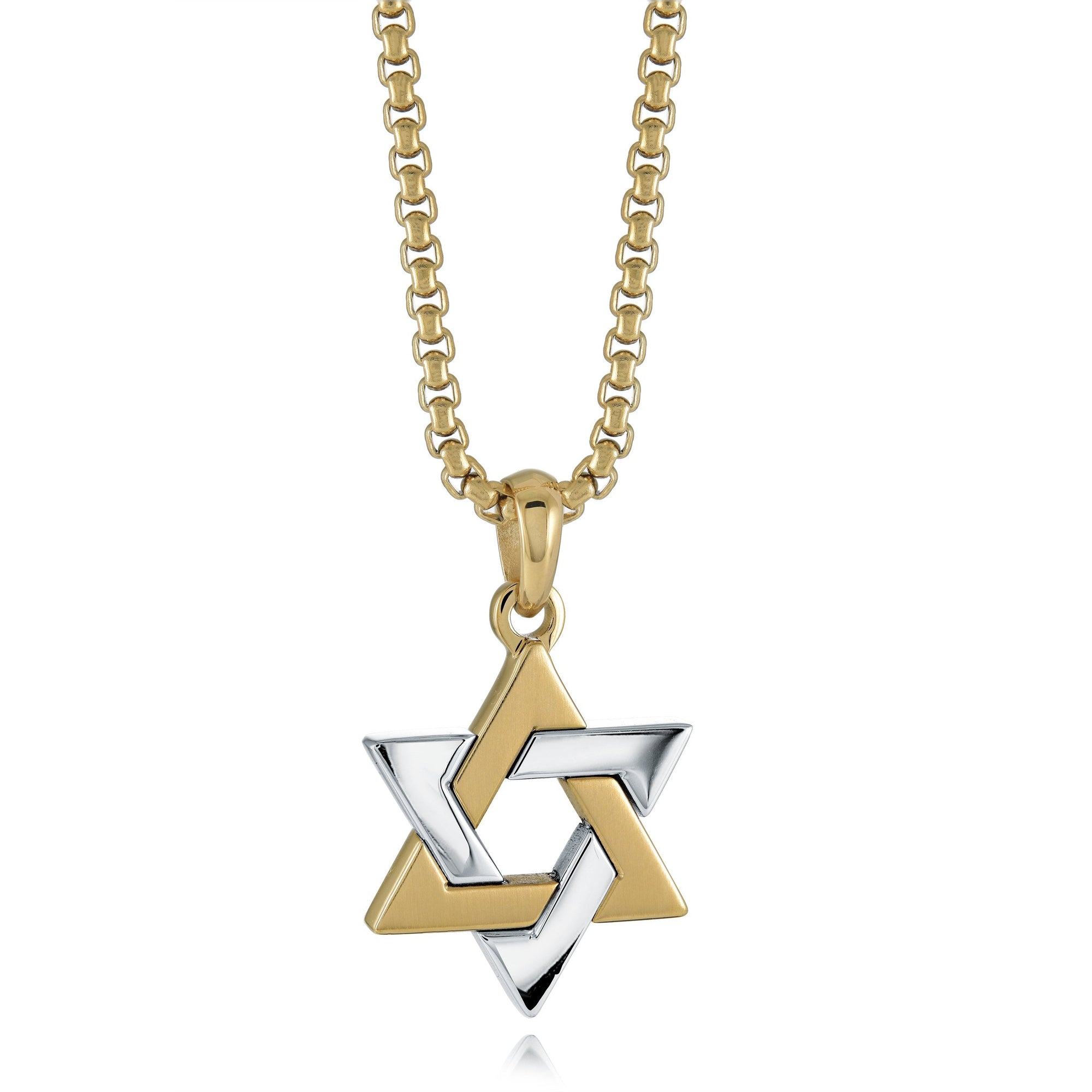 Brushed and Polished Star of David on Chain