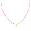 AMEN Gold Heart Necklace with Pink Enamel