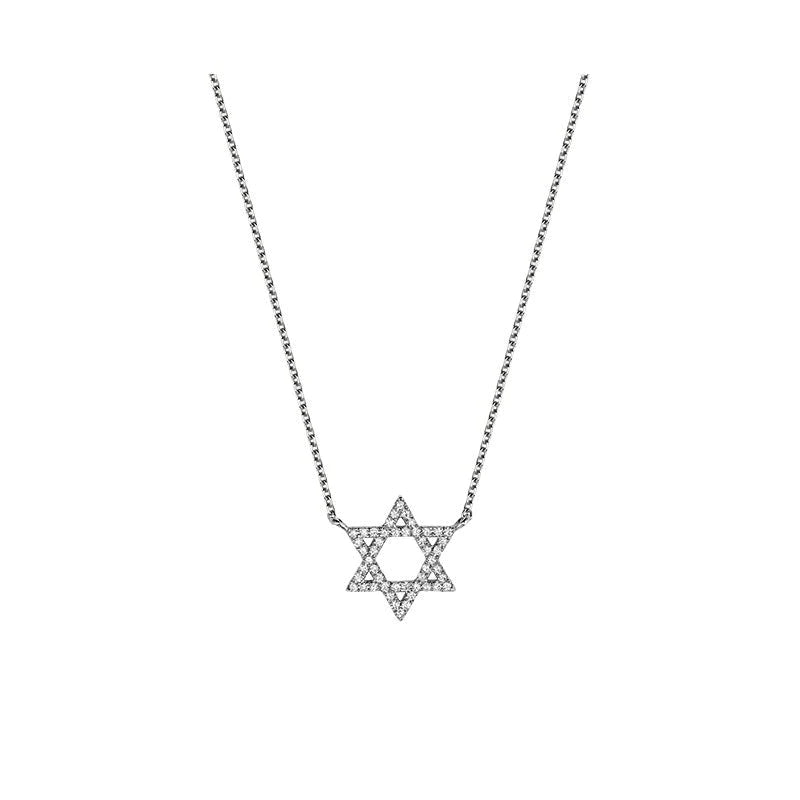 10kt gold small Diamond Star of David Necklace