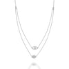 14kt Gold Double Layer Diamond Evil Eye and Diamond Chamsa Necklace