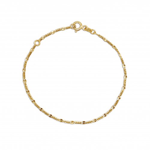 10kt Yellow Gold Fancy Tiny Figaro Anklet