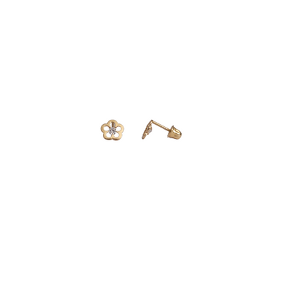 14kt Open Daisy with CZ Centre Screw Back Stud