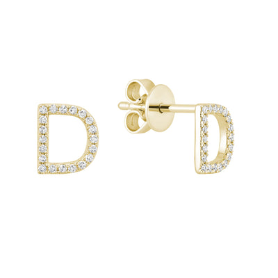 Diamond Initial Stud Earrings