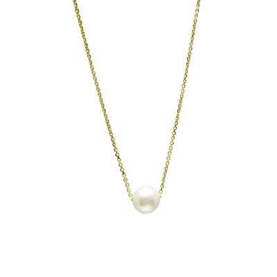 10kt gold 16" Floating Pearl necklace