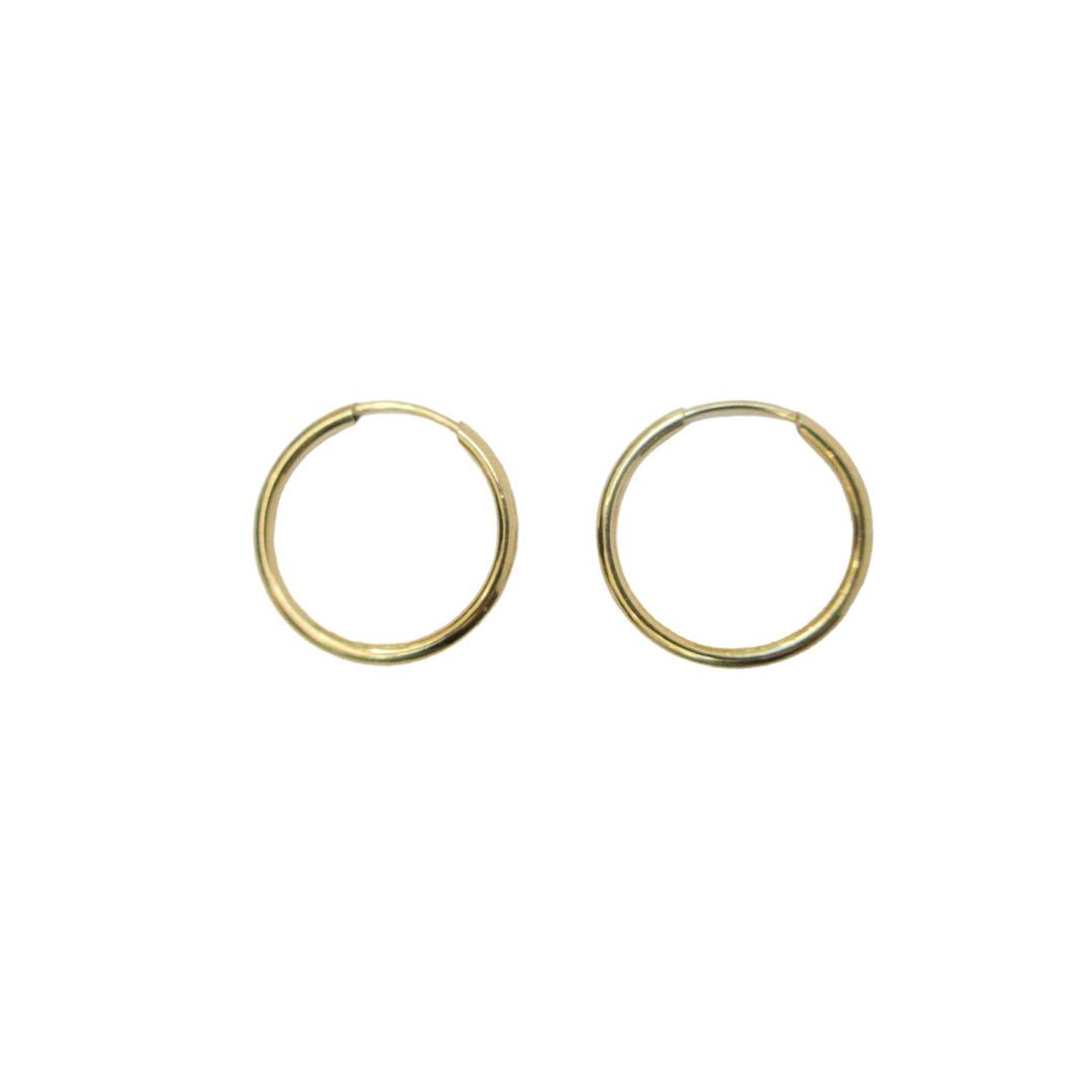 10kt gold 15mm Keeper style Hoop Earrings