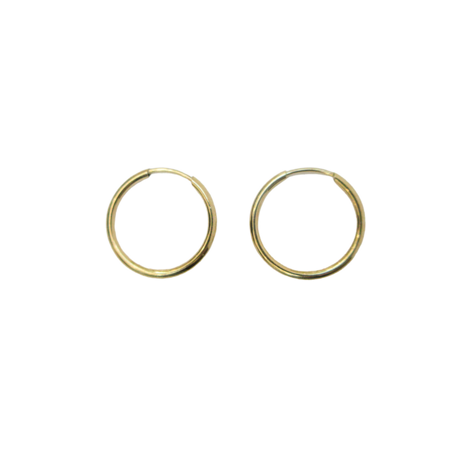 10kt gold 15mm Keeper style Hoop Earrings