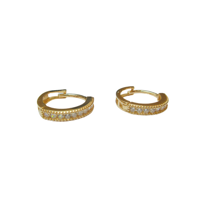 14kt CZ Bead Huggie Earrings