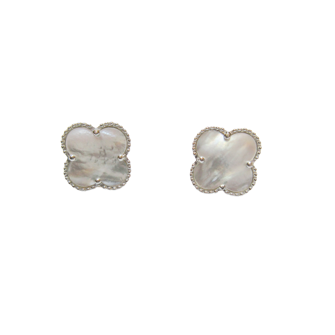 Mother of Pearl Small Clover Stud Earrings