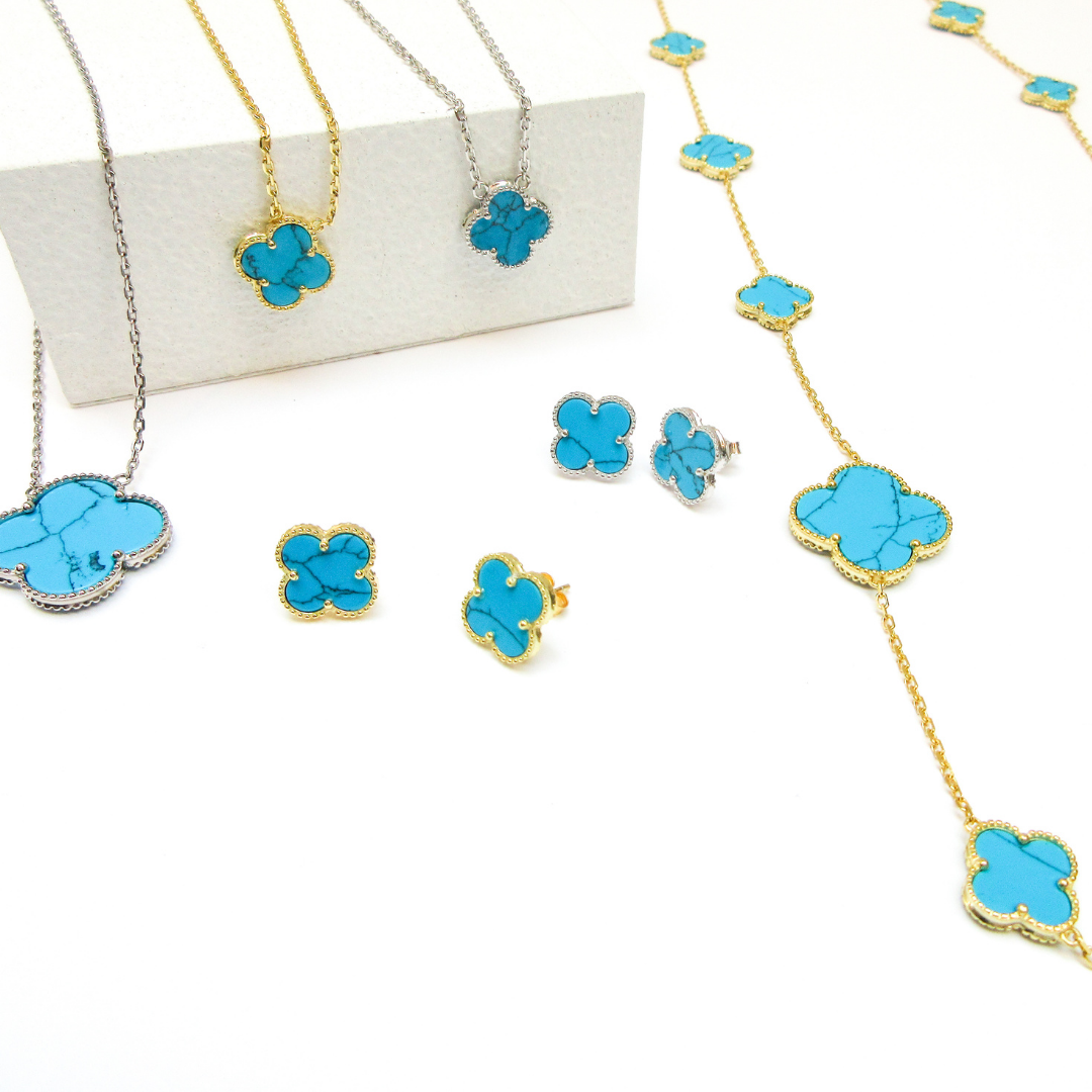Large Turquoise Clover on Chain