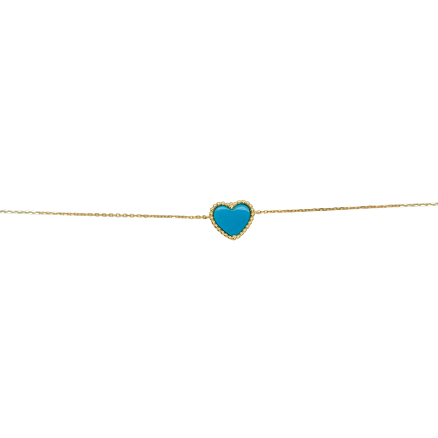 14kt Turquoise Heart Bead Bracelet