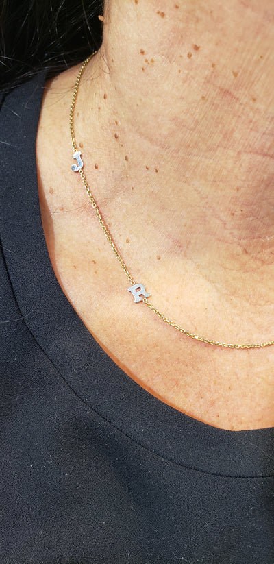 Double Initial Necklace in Gold