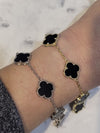 Black onyx 5 station clover bracelet