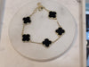 Black onyx 5 station clover bracelet