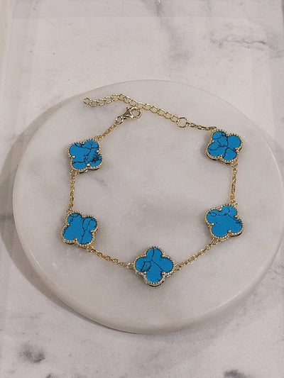 Turquoise Clover 5 Station Bracelet