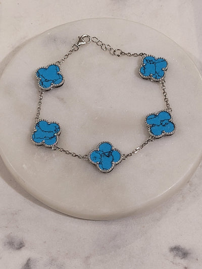 Turquoise Clover 5 Station Bracelet