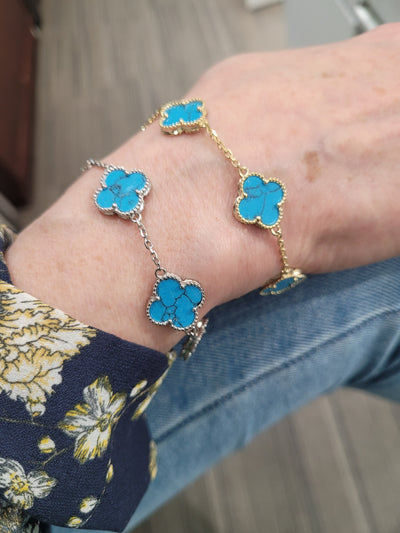 Turquoise Clover 5 Station Bracelet