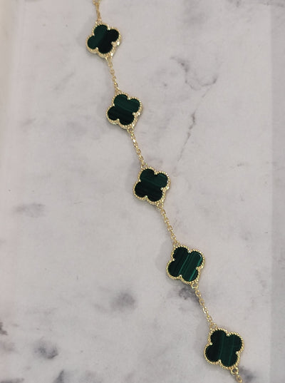 Malachite 5 station Clover Bracelet