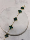 Malachite 5 station Clover Bracelet