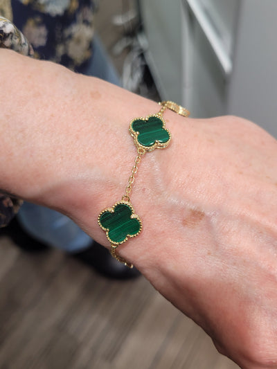 Malachite 5 station Clover Bracelet