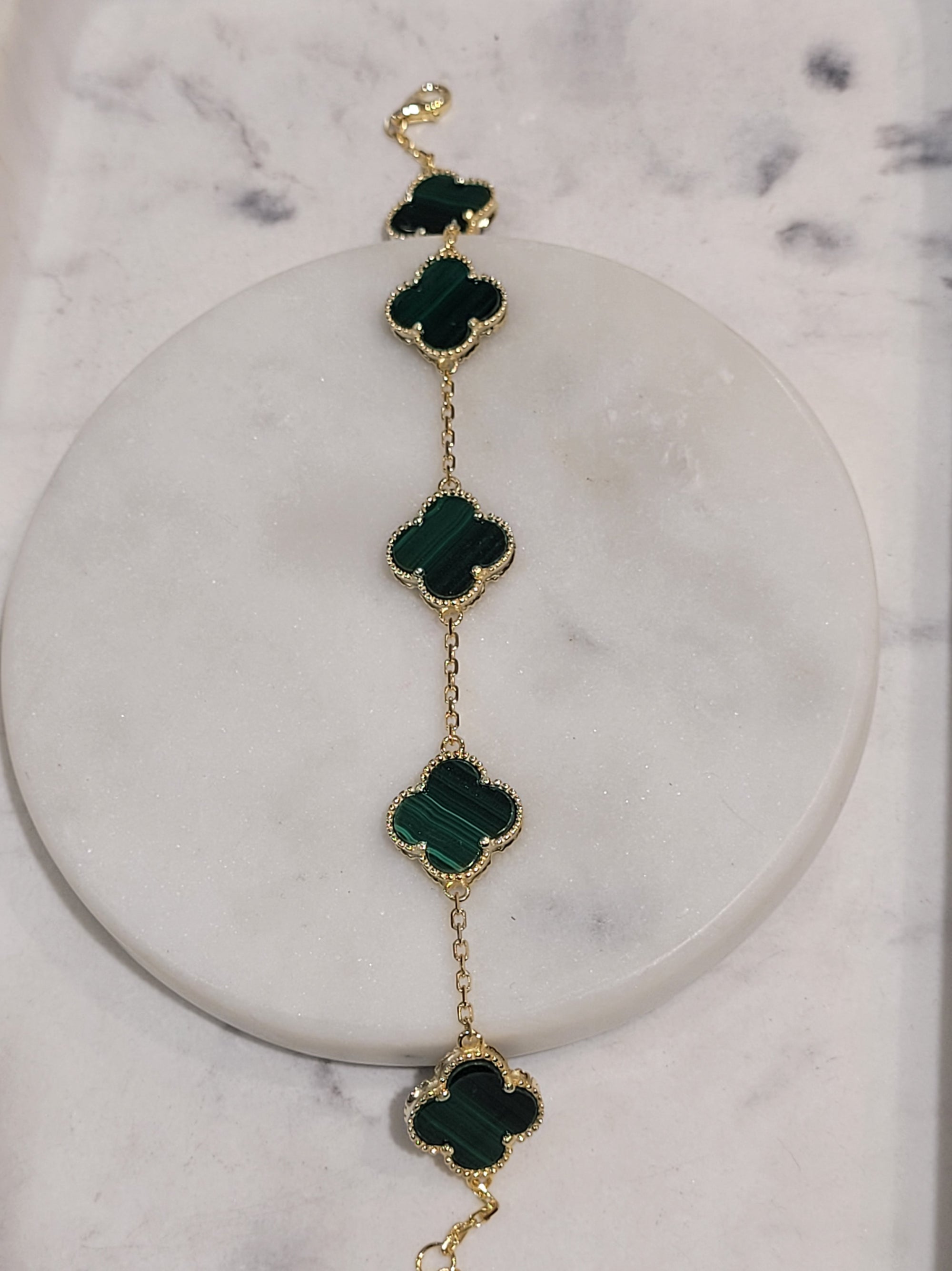 Malachite 5 station Clover Bracelet