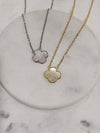 Small Mother of Pearl single clover necklace