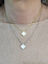 Small Mother of Pearl single clover necklace