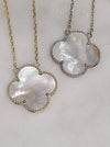 Large Mother of Pearl single Clover necklace