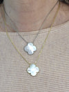 Large Mother of Pearl single Clover necklace