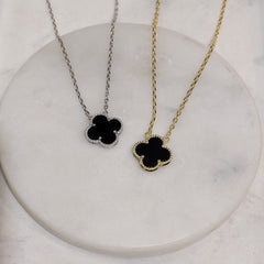 Pavé Black Onyx Clover Necklace