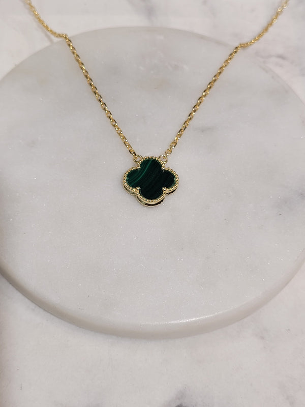 Small Malachite Clover necklace - Moshe Fine Jewellery